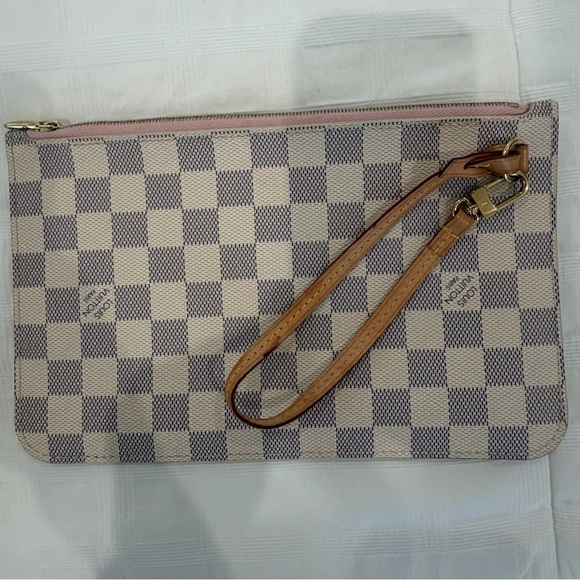 Louis Vuitton Neverfull MM Damier Azur w/ Rose Ballerine Interior + Pouch - Picture 6 of 8